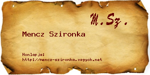 Mencz Szironka névjegykártya
